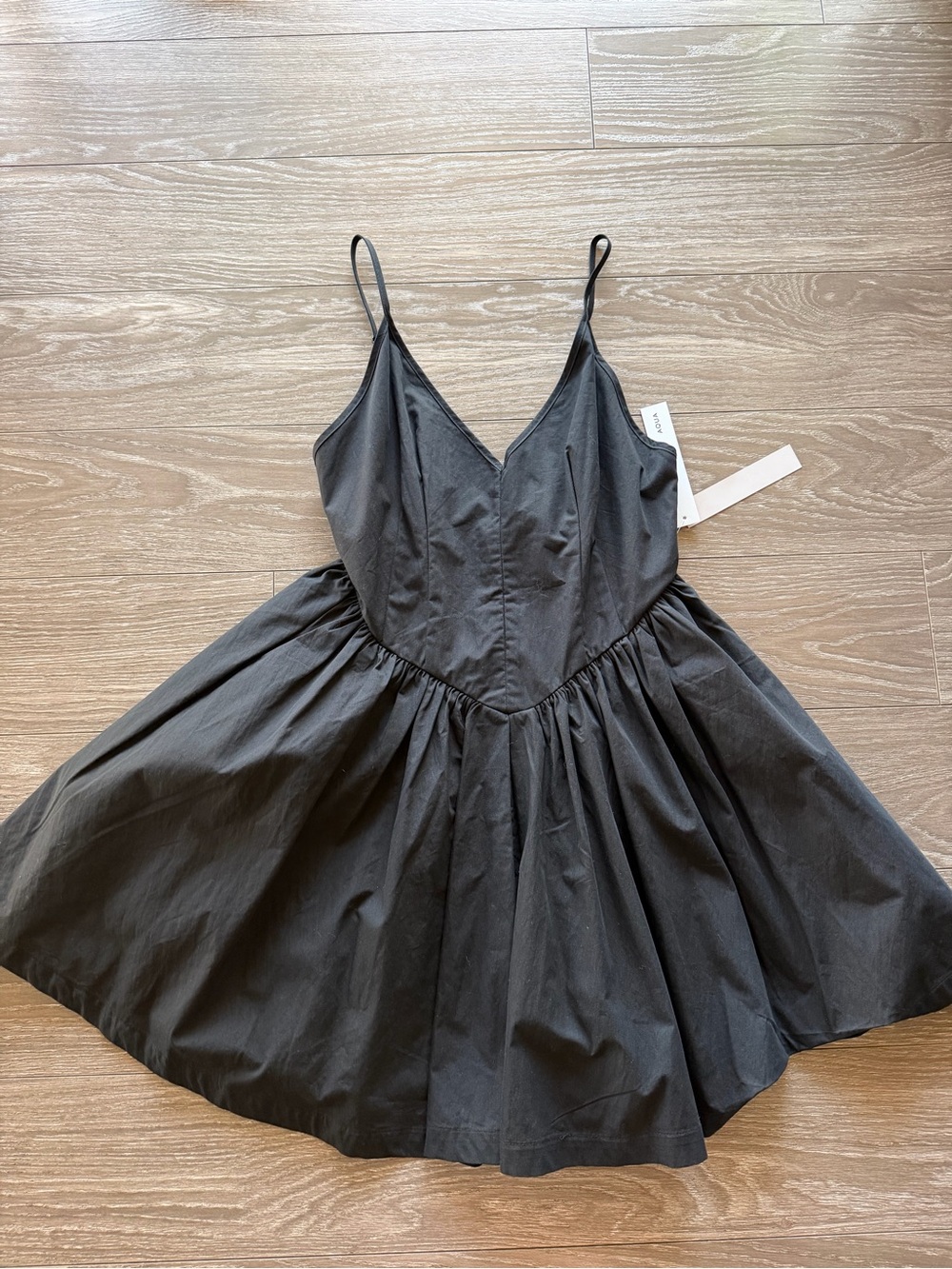 Aqua Black Spaghetti-Strap V-Neck Mini Dress